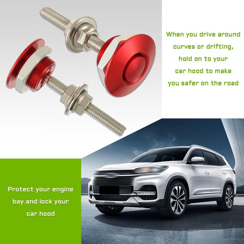 EPLZON Diameter 1.25 inch Quick Release Latch Bumper Bumper Hood License Plate Lock Clip Kit Universal Aluminum Engine Hood Pin(Pack of 2pcs,Red) - Image 4